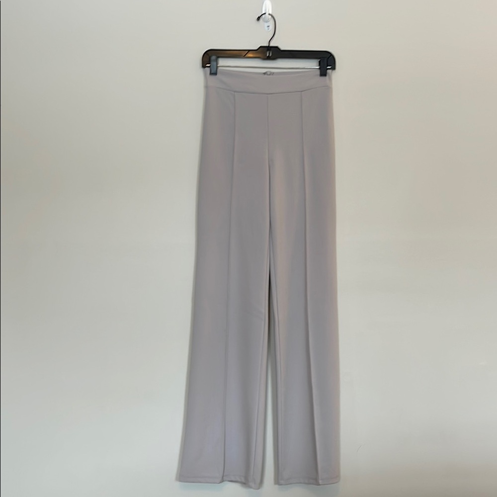 Elegant High Waisted Light Gray Women's Pants